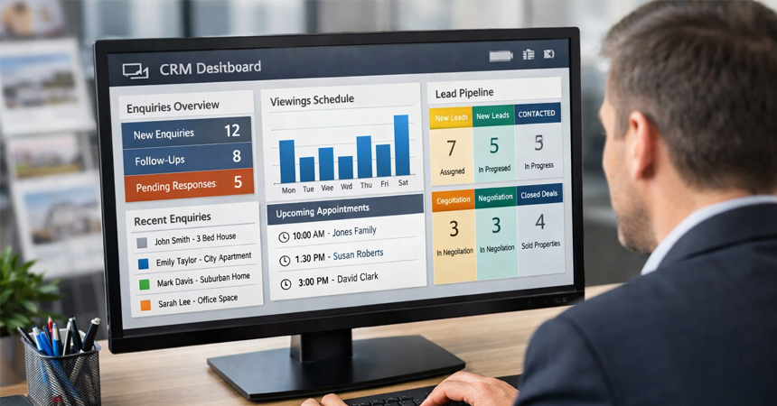 agent reviewing crm dashboard